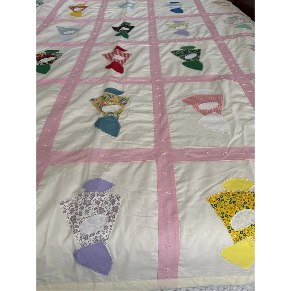 Handmade Blanket Twin Cotton Sun Bonnet Sue Quilted‎ 88 X 32